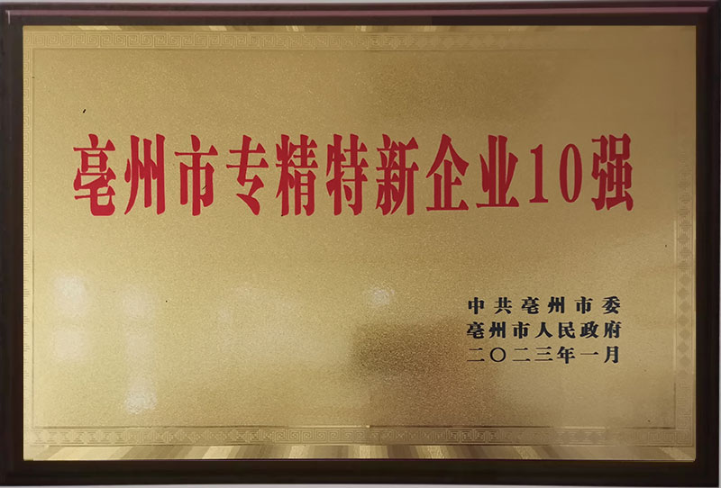 亳州市專精特新企業10強